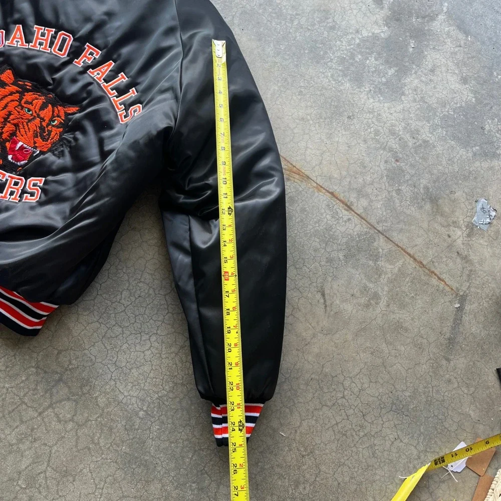 Vintage WestArk Idaho Falls Tigers Satin Varsity Jacket Mens Medium Black USA